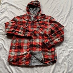 Xxl quiksilver lined flannel button up hoody